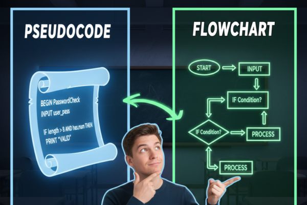 From Text to Graphics: Mastering Pseudocode and Flowchart Conversion
